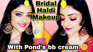 Bridal Haldi Makeup Tutorial With Pond's BB Cream | Affordable | In Hindi | Meesho Saree & Jewellery