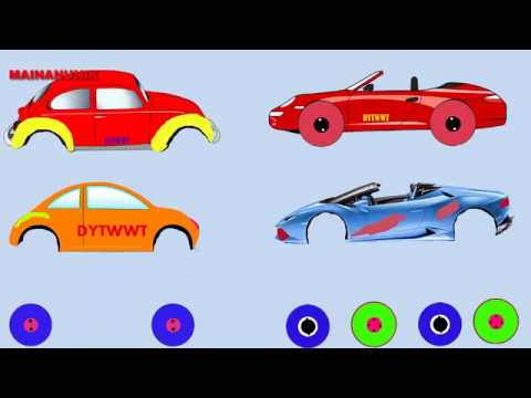 kartun animasi  anak belajar memasang ban  mobil  yang 