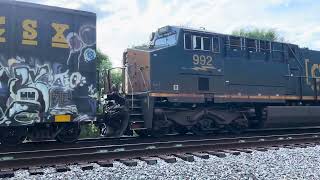 CSX 7248 Leads Long CSX M410-04 NB Manifest Train With Mid DPU & Horn Salute Florence SC