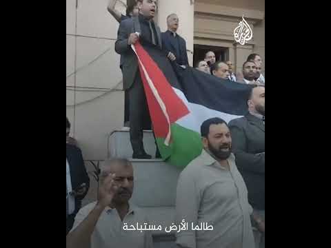 شاهد| تظاهرة أمام نقابة المحاميين بمصر لنصرة غزة