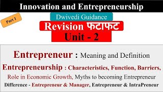 entrepreneur, entrepreneurship, function, characteristics, barrier, innovation and entrepreneurship