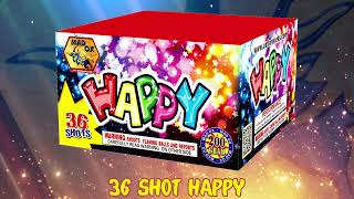 36 Shot Happy by Mad OX Fireworks (200G, OX-K7702A)