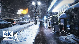 Snow Storm in Finland 🌨️ Night Walk in Snowfall, Lahti - Slow TV 4K