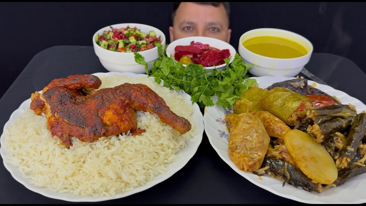 فطور من البيت دولمة وتمن ودجاج اكل البيت العراقي