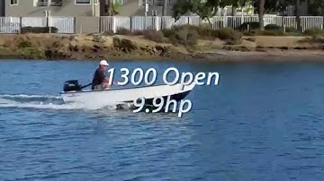 PowerSkiff 1300 Open Running with 9.9hp