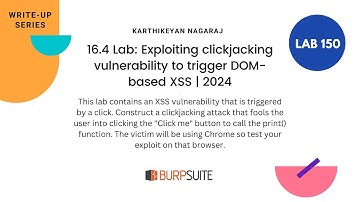 16.4 Lab:Exploiting clickjacking vulnerability to trigger DOM-based XSS - Karthikeyan Nagaraj | 2024