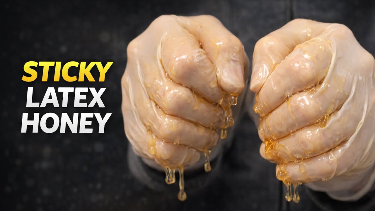ASMR Sticky Latex Gloves Covered in Honey 🍯🧤 Ultra Relaxing Wet Sounds
