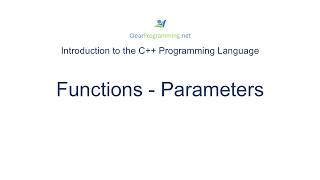 C++ Functions - Parameters