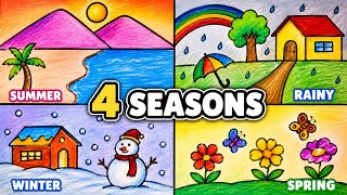 4 seasons drawing simple and easy// seasons drawing step by step detailed