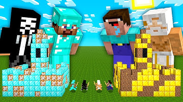 Minecraft NOOB vs PRO: BATTLE ONE BLOCK INSIDE CASTLE HACKER GOD IN VILLAGE! 100% TROLLING 1 BLOCK