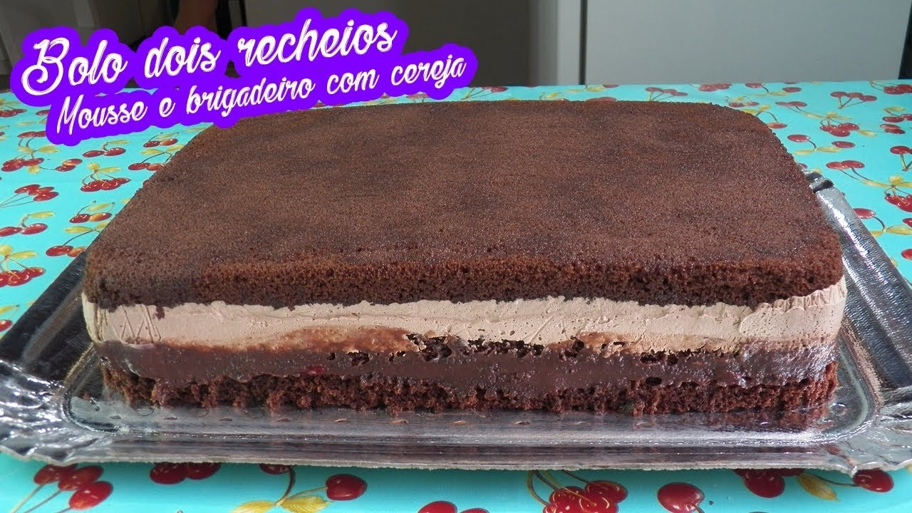 Bolo 2 Recheios Mousse De Chocolate E Brigadeiro Com Cereja