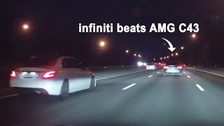 Crazy Infiniti Red Sport Beats An AMG C43