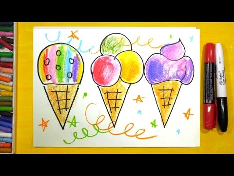 Как нарисовать Мороженое, Урок рисования для детей от 3 лет