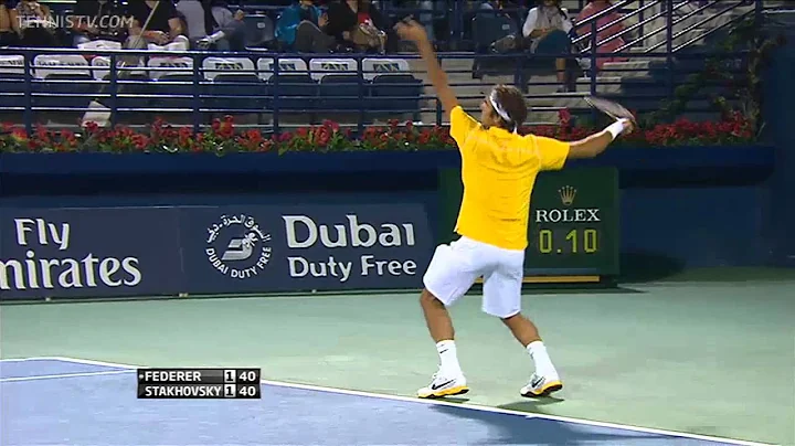 Roger Federer 4 aces in a row vs Stakhovsky in 2011 Dubai Open