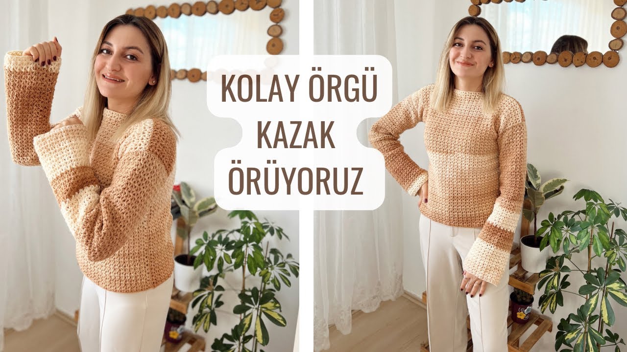 KOLAY ÖRGÜ KAZAK YAPIMI 🌸| TIĞ İLE ÖRGÜ KAZAK YAPIMI #crochet
