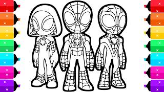 Spidey and His Amazing Friends Coloring Pages for Kids | How to Color Spidey