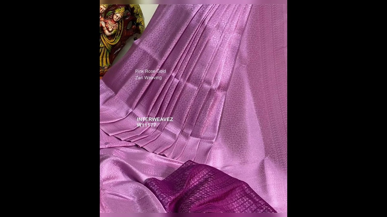 Pinkish Rose gold zari weaving In soft silk crepe’s