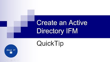 Create an Active Directory IFM | QuickTip
