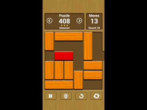 Unblock Me Advanced 408 Best Solution (28 moves)