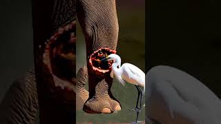 Bird saves Elephant  Amazing animal facts #animal #survival #viral #wildlife #marvel