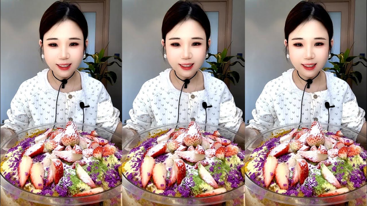 ASMR ICE EATING WITH MATCHA AND MILK POWDER 