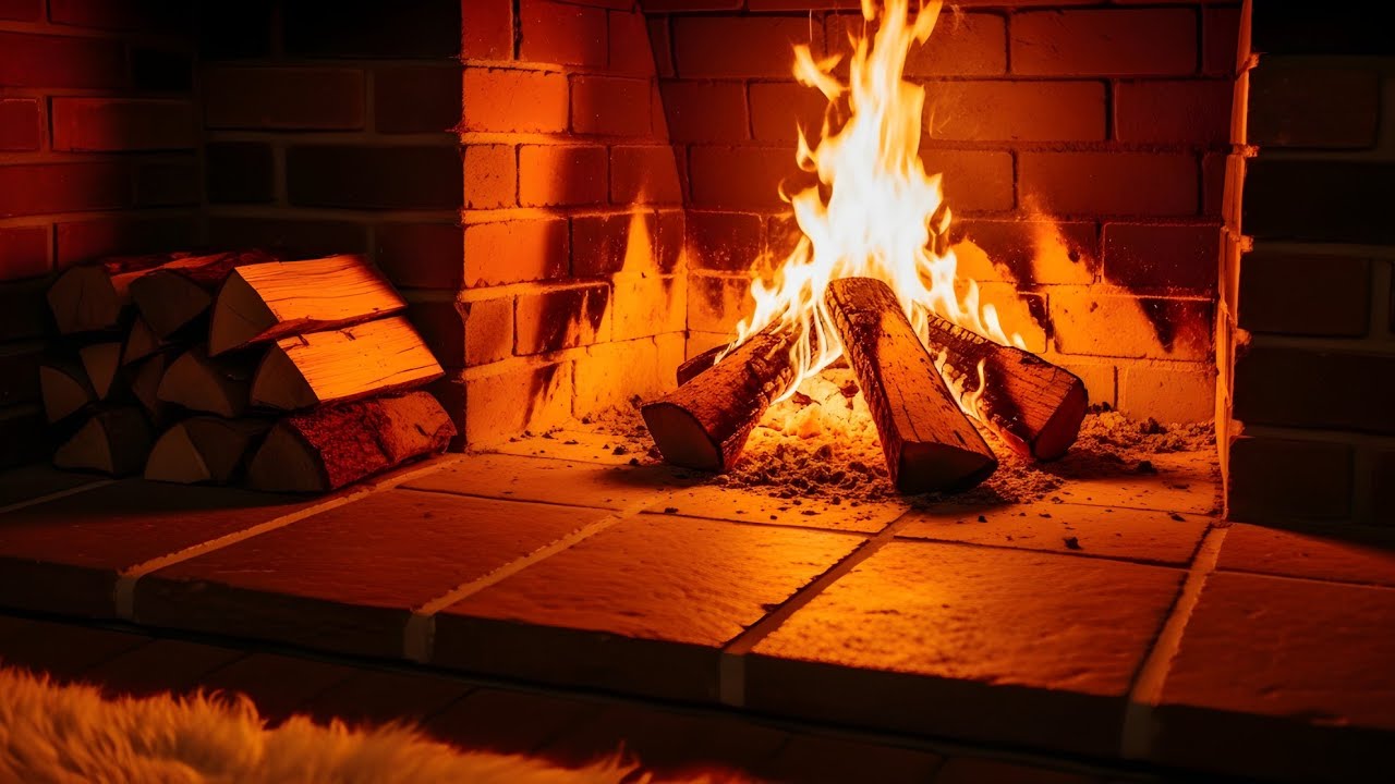 Cozy Fireplace Night 🔥 Warm Crackling Fire Ambience for Relaxing Evenings