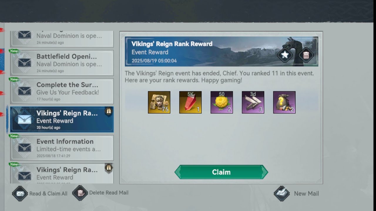 Viking Rise - F2P Player - Viking Reign VR Helga Ended - Reward Collection - Weekly Tribe Resources 