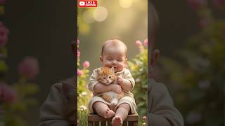 😂 Baby Farts in Sleep &amp; Wakes Up Laughing | Cute Baby &amp; Cat Funny Shorts 🍼😻