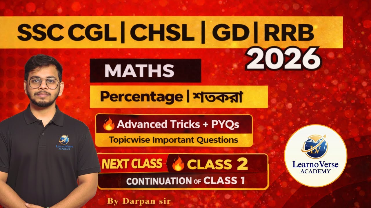 PERCENTAGE ( শতকরা ) for SSC & RRB | Zero to Hero Math | CLASS 2 | বাংলায় সহজ কৌশল