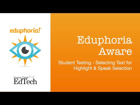 Eduphoria Aware -  Student Testing - Selecting Text for Highlight & Speak Selection on iPad