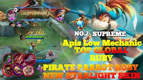 New Starlight Skin Ruby-No.2 Supreme,Top Global Ruby (Apis Low Mechanic)-Mobile Legends