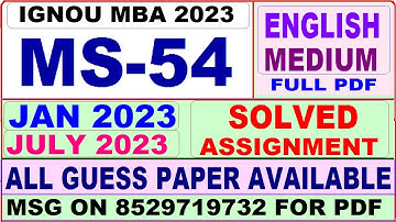 ms 54 solved assignment 2023 / ms 54 solved assignment 2022-23 / ignou ms 54 2023-24