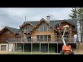 Staining and chinking log home in Massachusetts￼