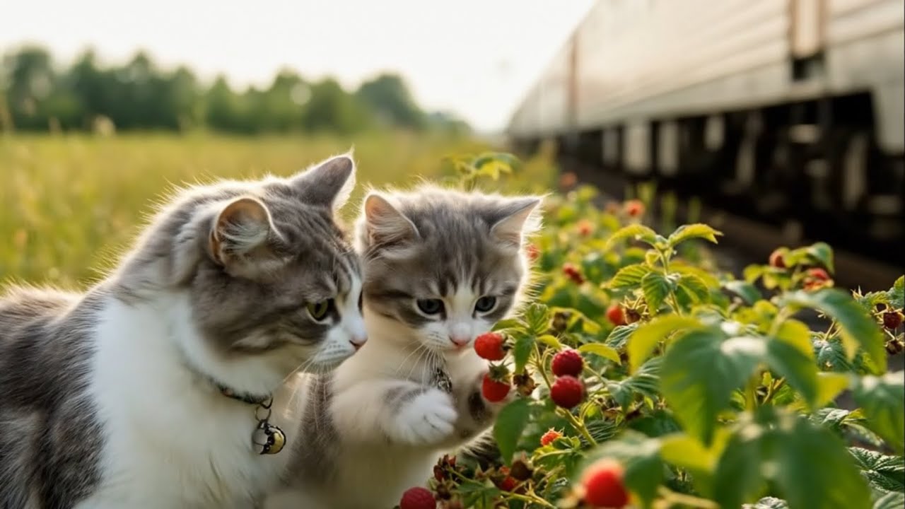 Baby Cat Near the Train Rescue | Cat Meow Moments in Cat Video