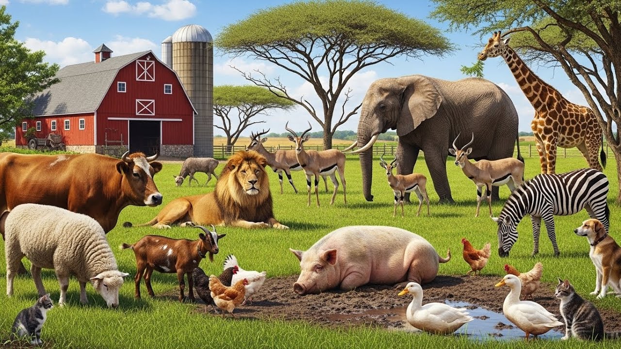 Cute Animal Sounds Duck, Monkey, Cow, Bee, Goat, Chicken, Elephant, Piglet Animal Sounds