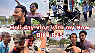 Holi day Vlog With My New Bike R15 #newvlog #newvideo