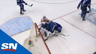 Frederik Andersen Slow To Get Up After Collision With Frank Vatrano