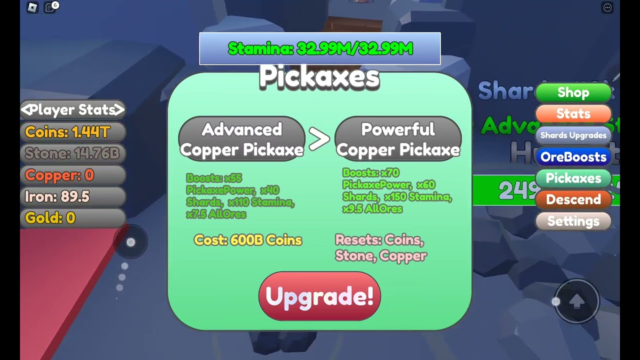 Roblox button Bobux simulator quick tutorials: Pickaxes