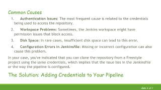 Resolving the Error fetching remote repo 'origin' in Jenkins