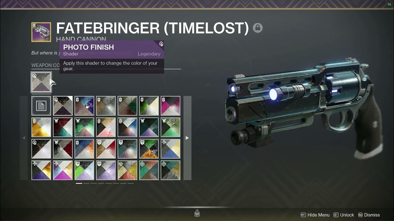 Destiny 2; Photo Finish shader on Faterbringer YouTube