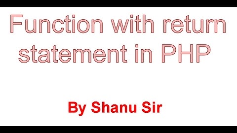 function with return statement in php