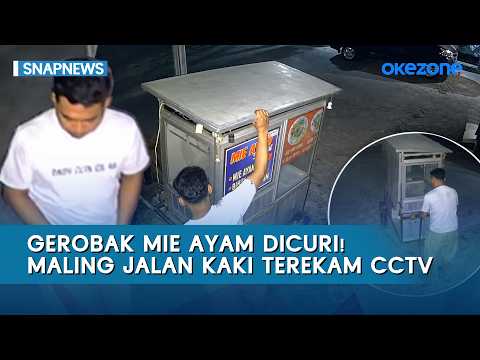 CCTV Rekam Aksi Maling Bawa Kabur Gerobak Mie Ayam Jalan Kaki di Cengkareng | Snapnews