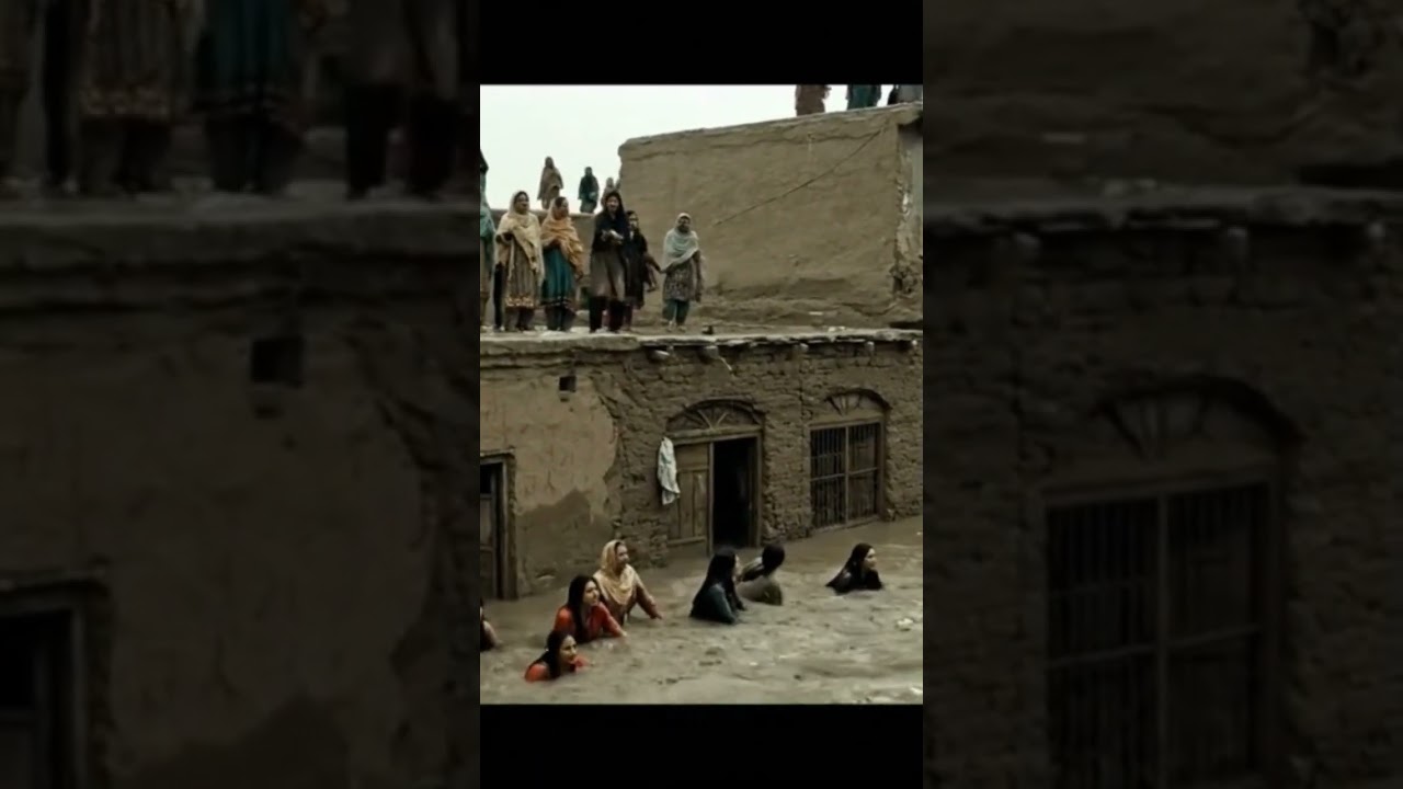 Women floating in a flood, a fast-moving flood 😭