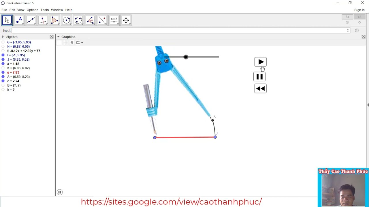 #Geogebra-Vẽ hình động bằng thước, compa, tay.