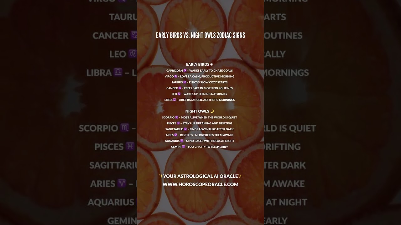 Early Birds vs. Night Owls Zodiac Signs