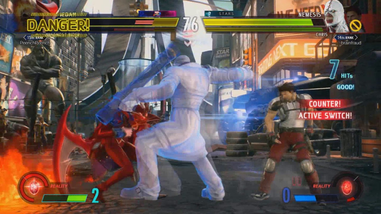 Ranked MVCI - PeenchPeench (Jedah/Ghost Rider) Vs brainfraud (Chris/Nemesis)