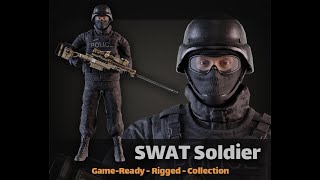 Highly Detailed And Fully Rigged SWAT Police Soldier Character 3D Model Game Ready