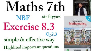 Maths class 7th | exercise 8.3 | ex 8.3 | Q-2,3  | NBF | unit 8 | Linear equation | Sir fayyaz 