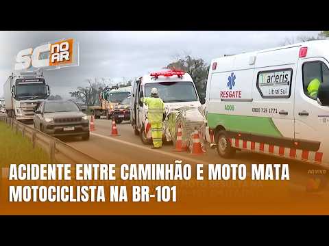 Motociclista morre após acidente com caminhão na BR-101, em Itajaí
