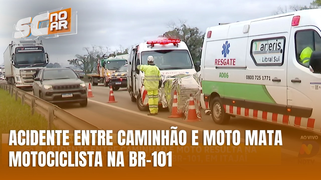 Motociclista morre após acidente com caminhão na BR-101, em Itajaí